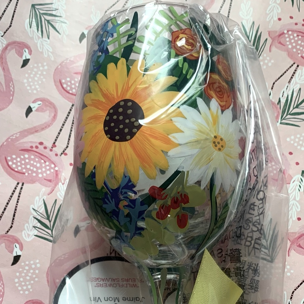 Lolita Hand Painted Wine Glass- Wildflowers